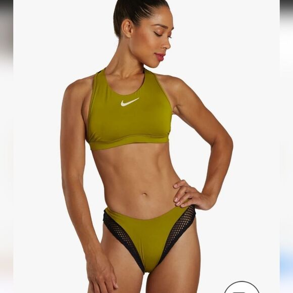 Nike Women's Explore Cheeky Sling Bikini Bottom In Moss Size Large - Picture 1 of 11
